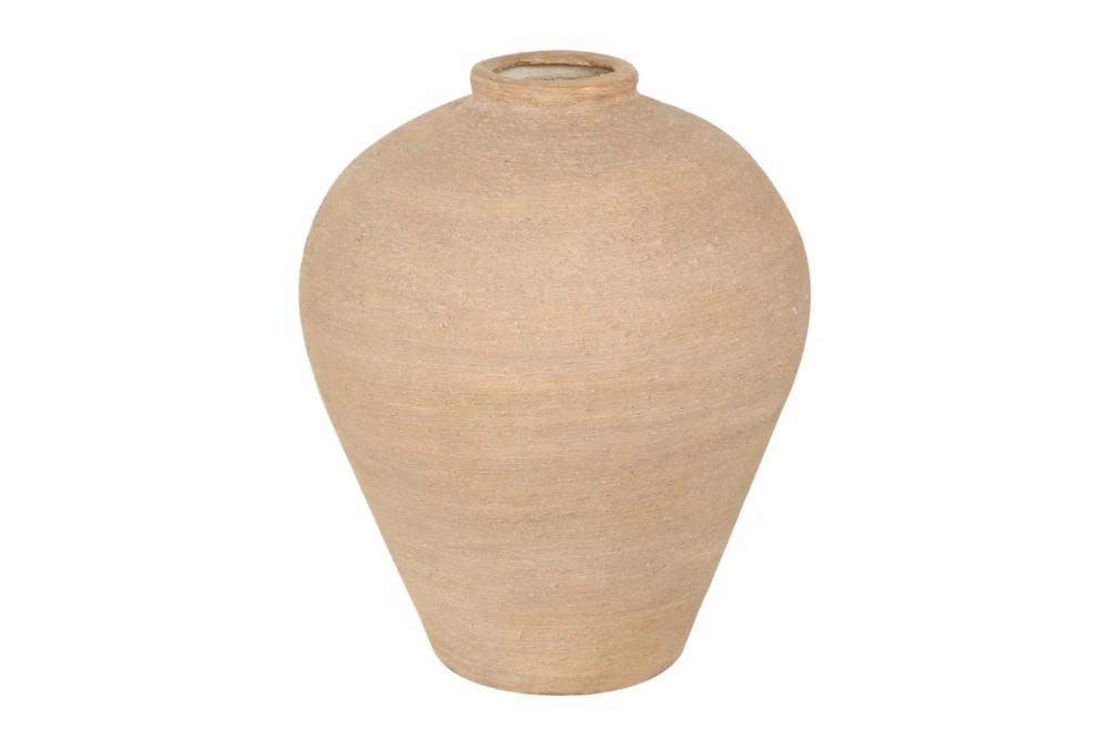 Vases | 17" Beige Spun Textured Ceramic Wide Vase