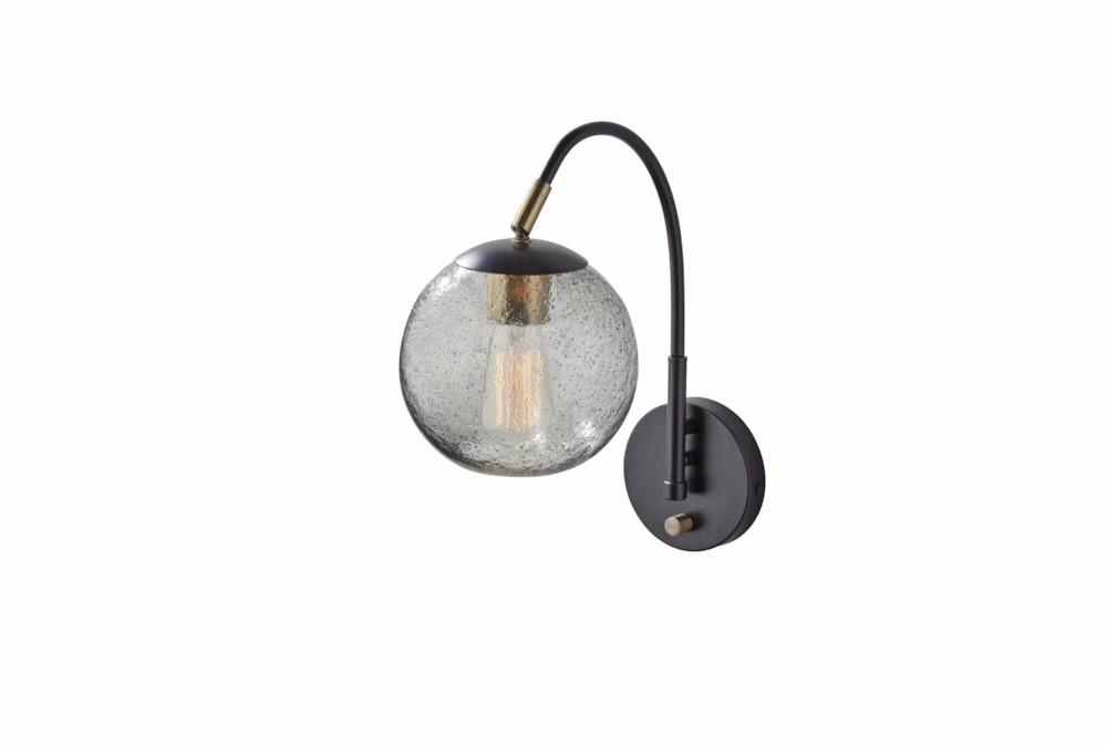 Wall Sconces | 15 Inch Seeded Glass Black Brass Orb Wall Sconce Lamp Decor Wall Sconces