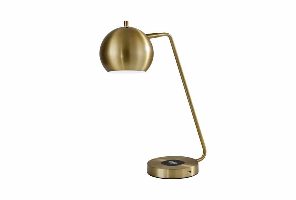 Desk Lamps | 20 Inch Antique Brass Orb Desk Table Lamp With Wireless Charge + Usb Decor Desk Lamps