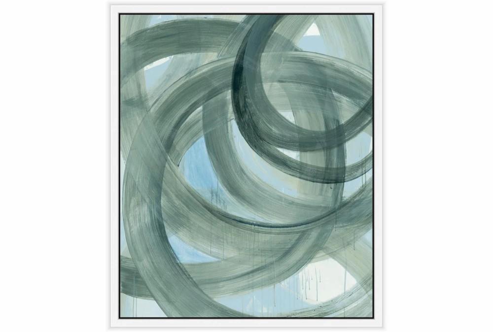 Framed Canvas Art | 22X26 Modern Swirl Emerald With White Frame Decor Framed Canvas Art