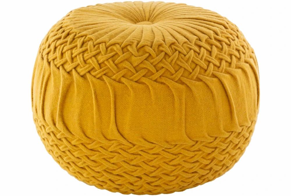 Poufs | Pouf-Mustard Knitted Round Decor Poufs