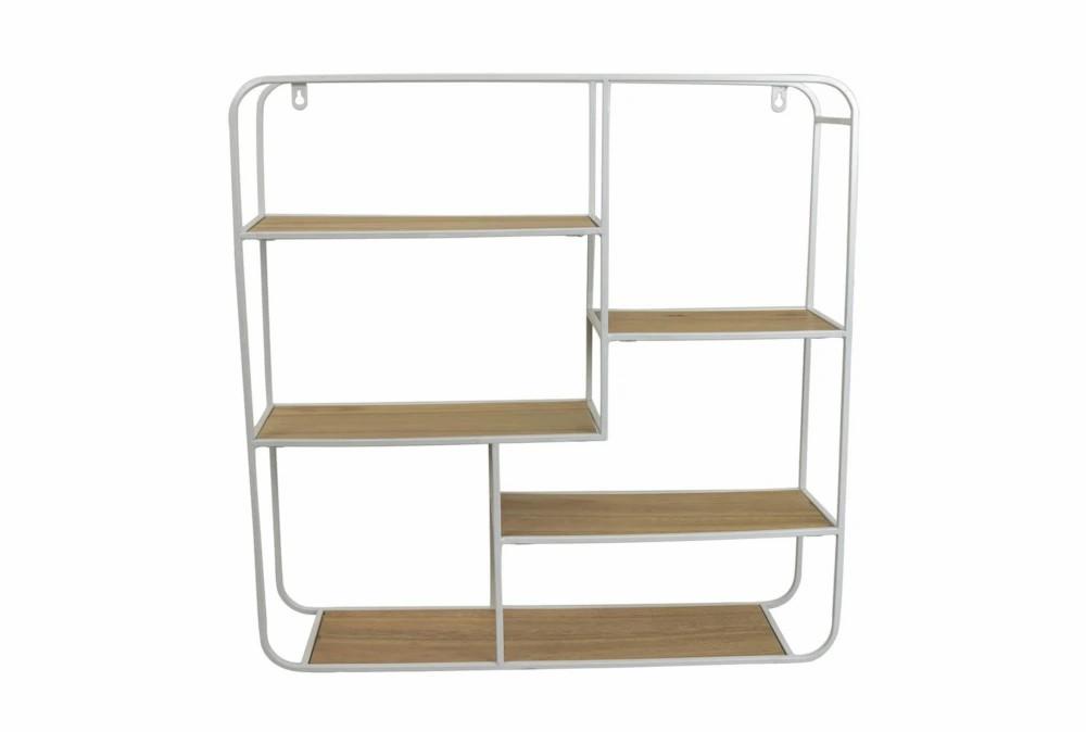 Wall Shelves | 24X24 White Metal + Wood 5 Tier Wall Display Shelf Decor Wall Shelves