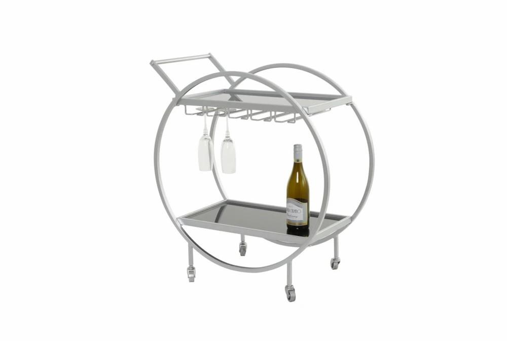 Wine Holders | Silver Rolling Round Bar Cart With Wheels Decor Wine Holders