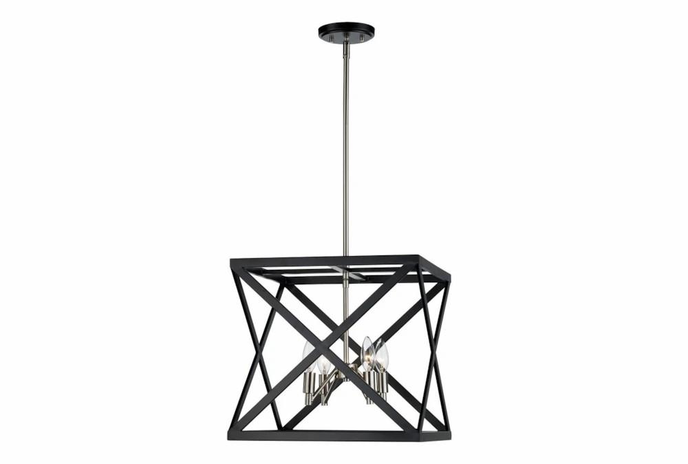 Chandeliers | 13X12.5 Blk/Bn 4Lt Square Chandelier Chandeliers