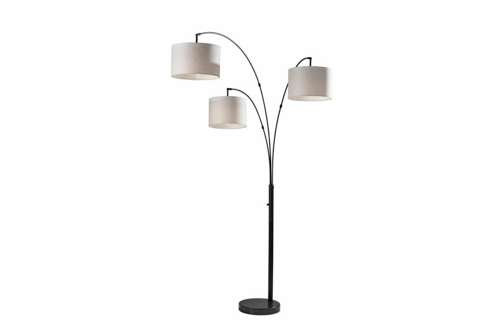 Floor Lamps | 82 Inch Black + Taupe Textured Fabric Adjustable 3 Arm Arc Lamp Decor Floor Lamps