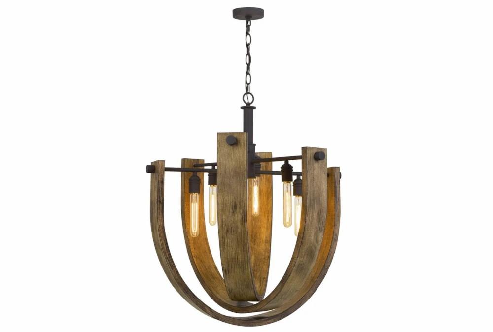 Chandeliers | 31.5X33.5 Wood 6 Light Orb Chandelier Chandeliers