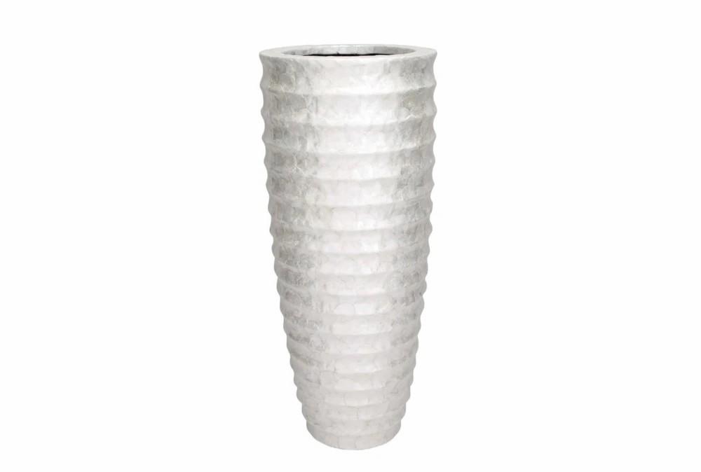 Vases | White 48 Inch Polystone Capiz Vase Decor Vases