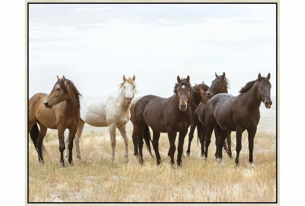 Wall Pictures | 52X42 Wild Horses With Birch Frame Decor Wall Pictures